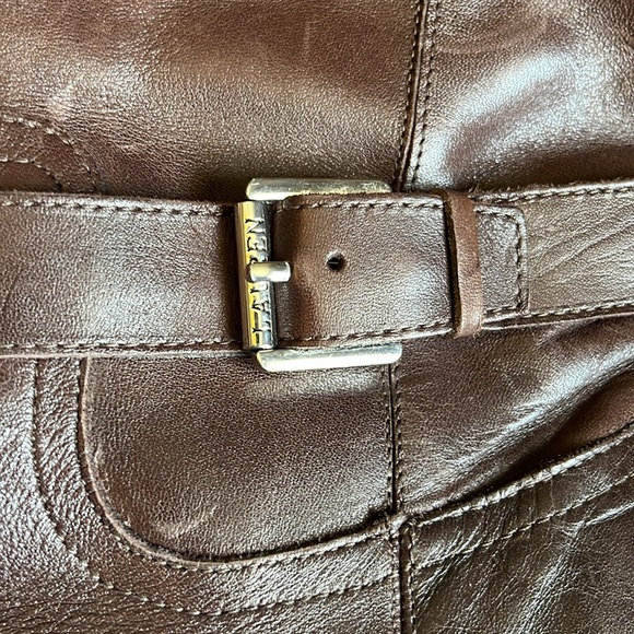 zip up LRL Brown Leather Knee-High Boots with side buckle - Picture 8 of 15